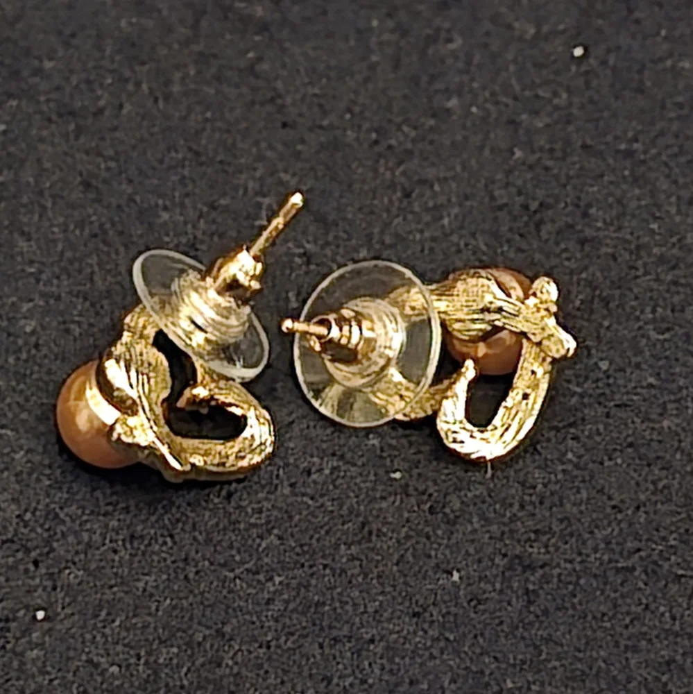 Gold And Rhinestone Stud Earrings